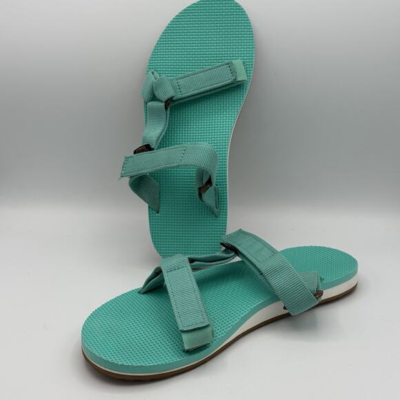 TEVA Original Universe Aqua Teal Slip On Sandals Women’s Size 9 Strappy - Picture 11 of 11